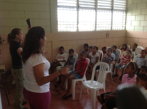 Bible time with Tracey and Mable one of our Dominican translators